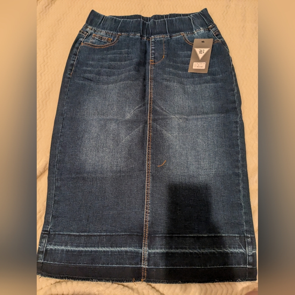 NWT Be-Girl Midi Straight Skirt - Dark Denim